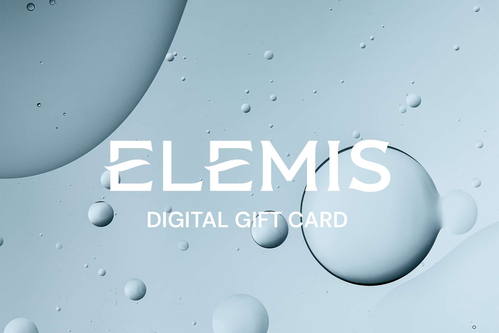 Un portatarjetas de regalo ELEMIS abierto que muestra un mensaje en blanco "A SPECIAL GIFT FOR YOU" y una tarjeta de regalo de color azul oscuro.