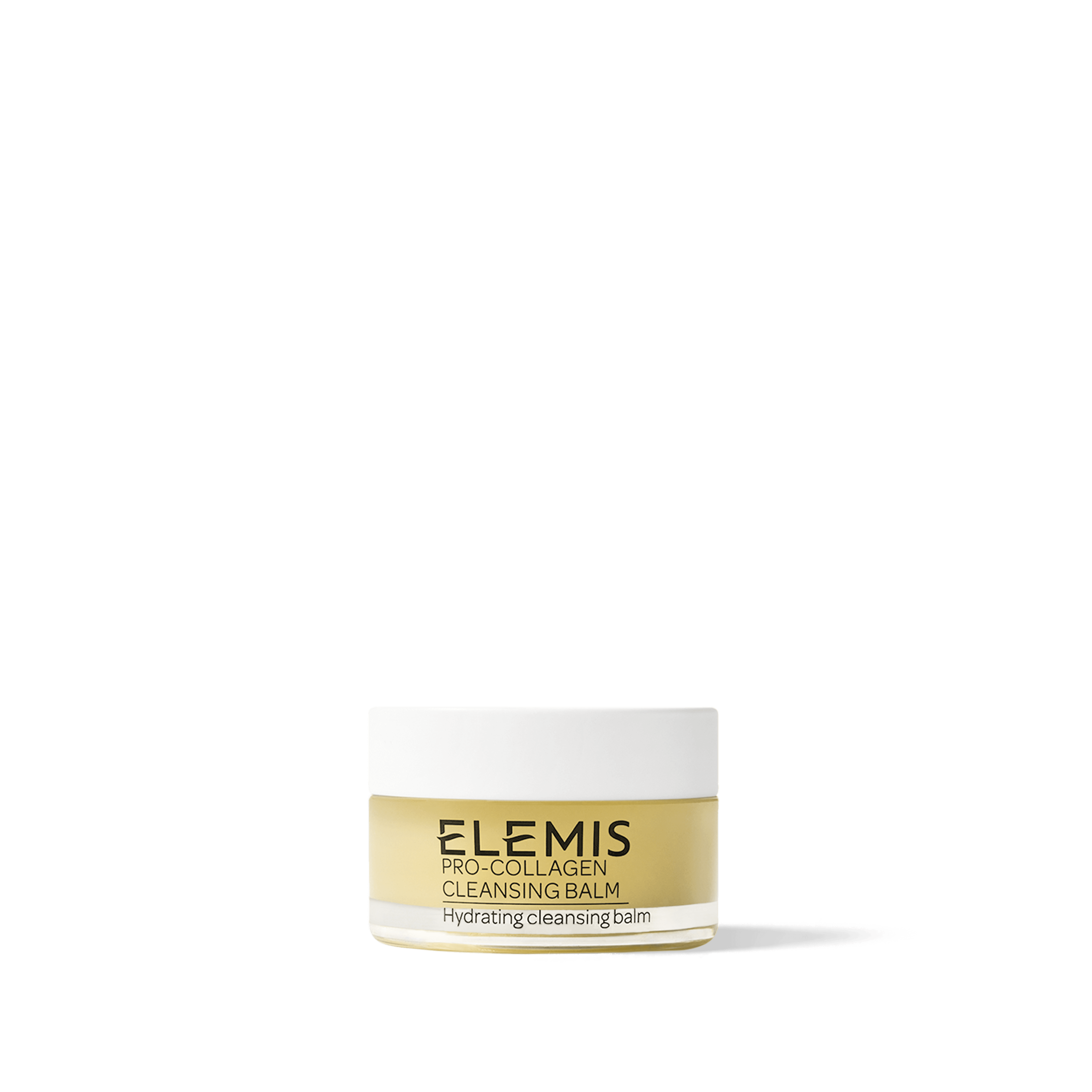 ELEMIS Pro-Collagen Cleansing Balm jar on a white background, labelled as a hydrating cleansing balm.