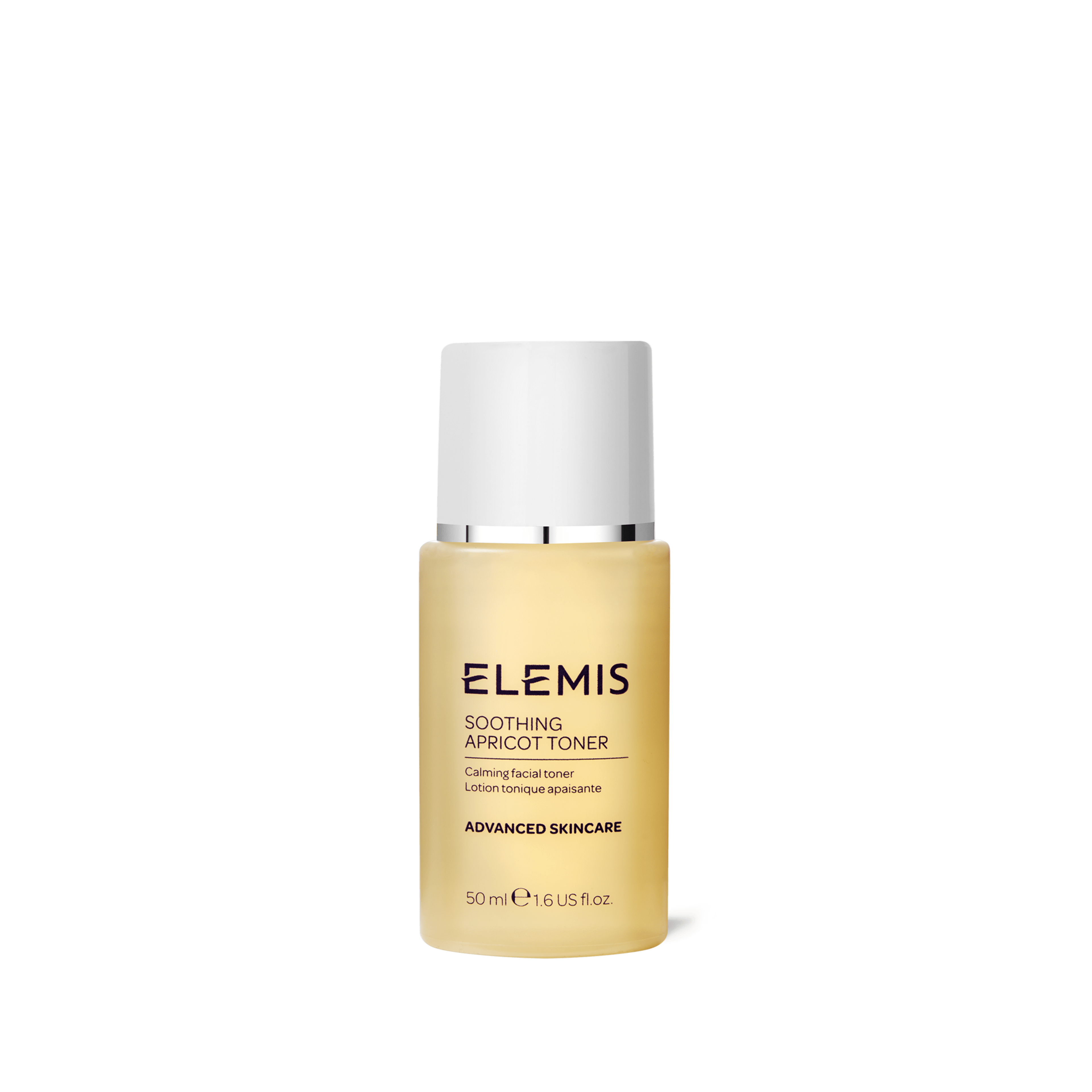 ELEMIS Soothing Apricot Toner bottle with a white cap, labelled 50ml / 1.6 US fl.oz.