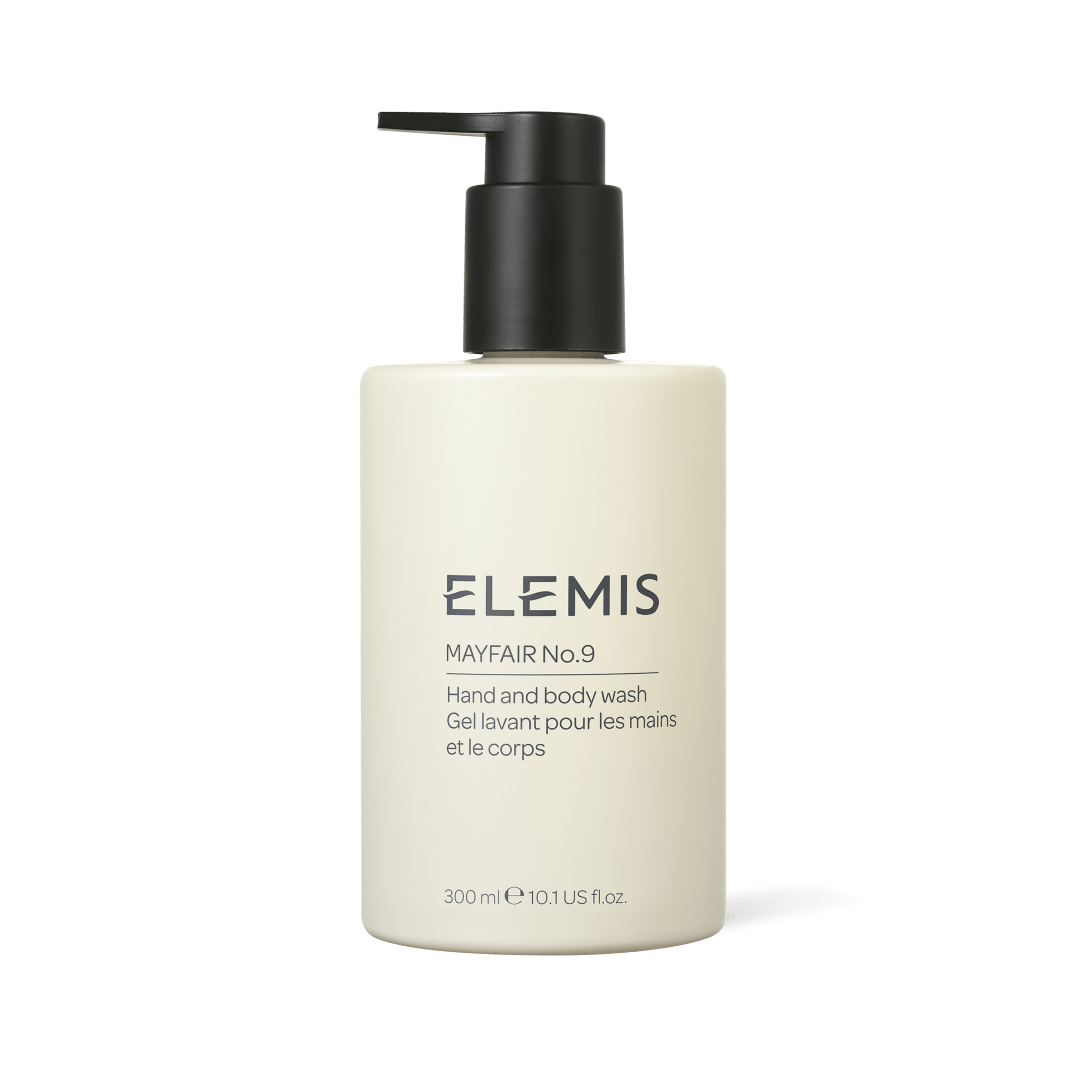 ELEMIS MAYFAIR No.9 Hand and Body Wash bottle with black pump dispenser, 300ml.