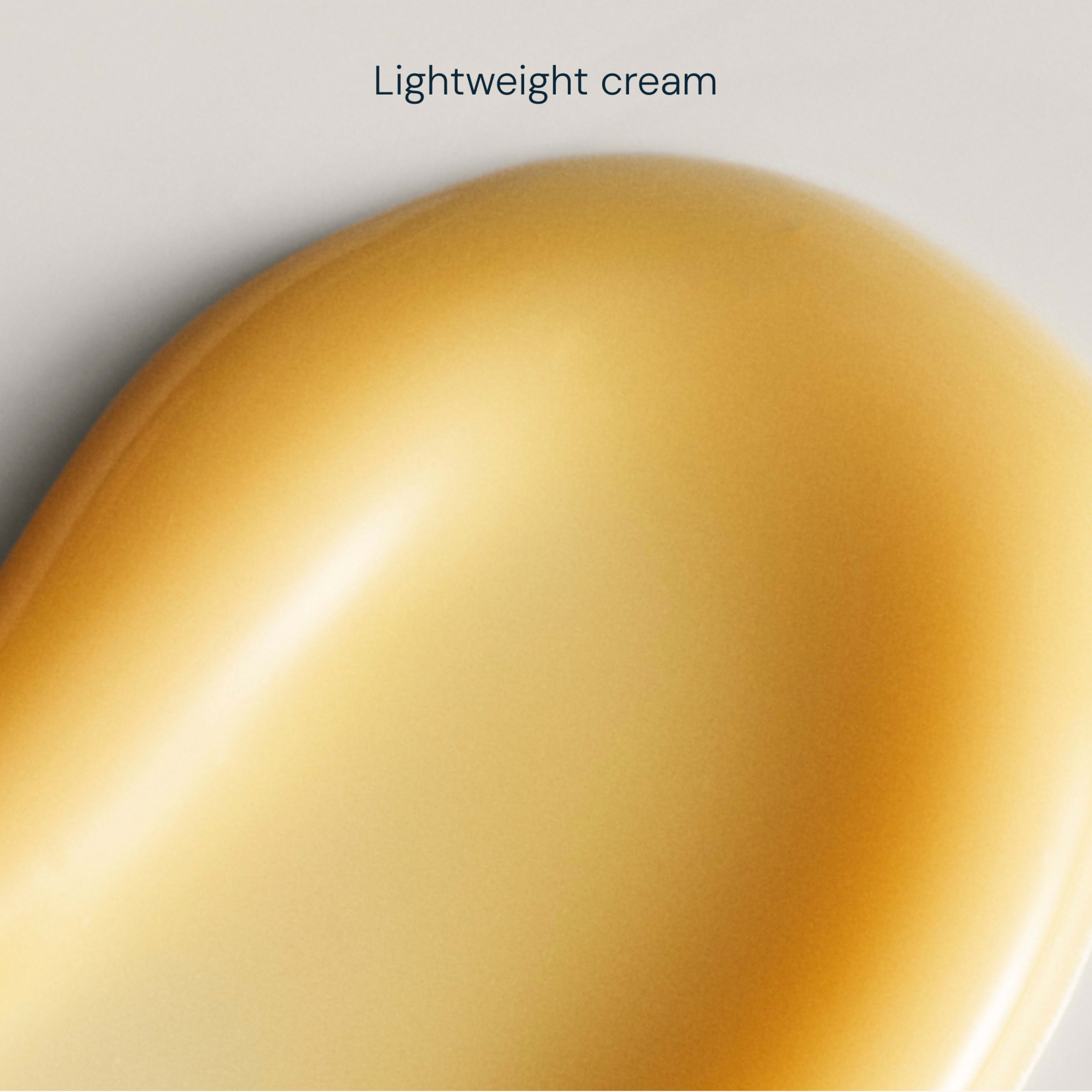 Close-up swatch of smooth golden lightweight cream against a pale background, with the words “Lightweight cream” above.